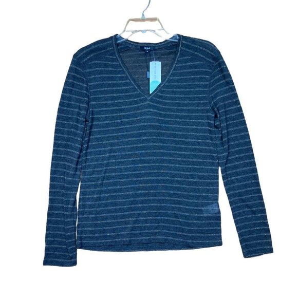 *New Rails Stitch Fix Sami V-Neck Lurex Knit Top Charcoal  Bronze Stripe XS NWT - Picture 1 of 6